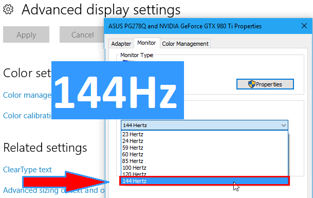 How To Set Monitor To 144Hz
