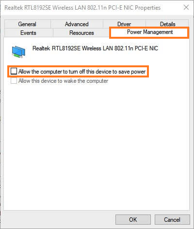 Power Management Setting Of Network Adapter