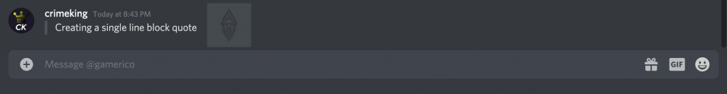 Discord single line block quote