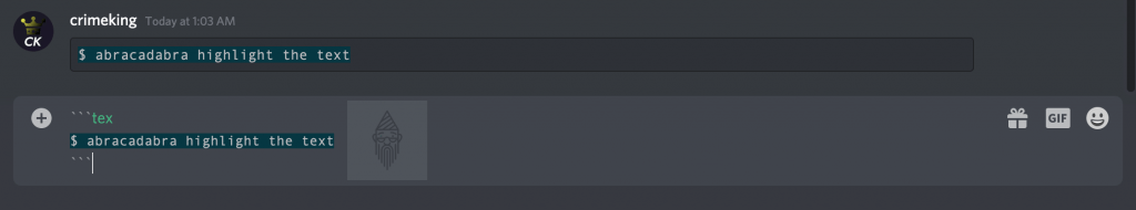 syntax highlighting Discord