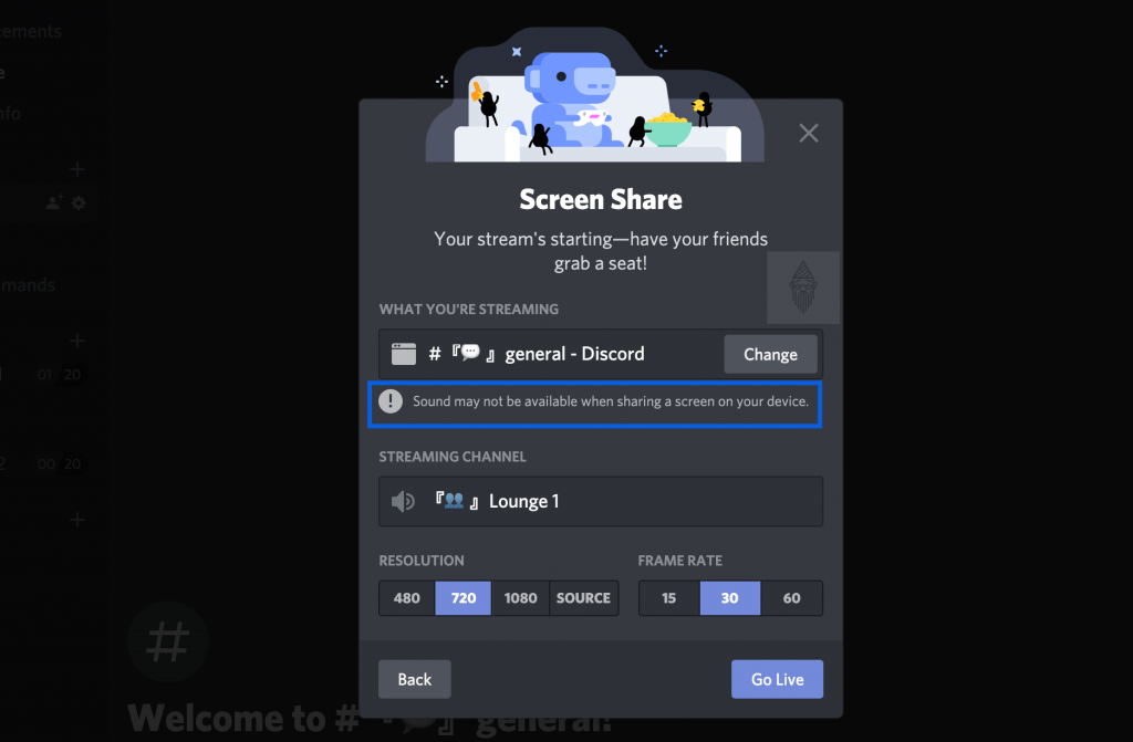 Discord screenshare no audio