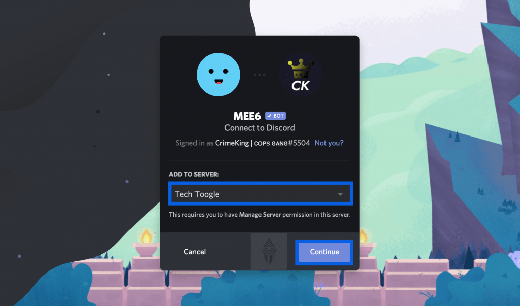 MEE6 Connect To Discord