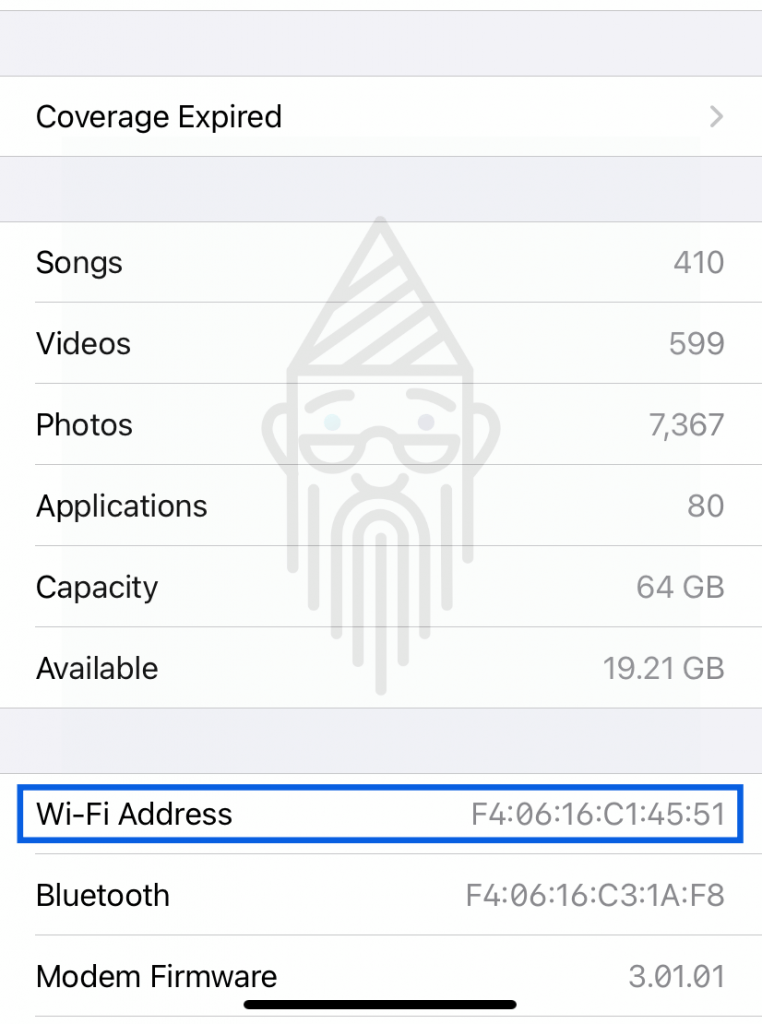 How to find MAC Address on iPhone